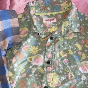 Cat & Jack Green Space Floral Button-Down Shirt